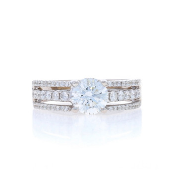 White Gold Lab-Created Diamond Engagement Ring - 18k Round 1.62ctw IGI Cathedral White Gold Lab-Created Diamond Engagement Ring - 18k Round 1.62ctw IGI Cathedral