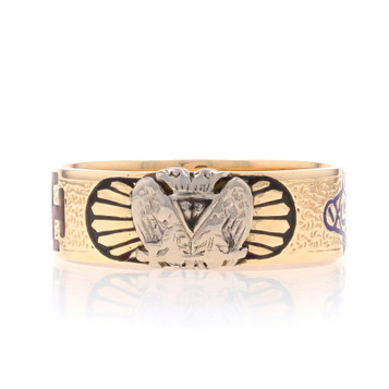 Yellow Gold Scottish Rite Men's 32nd Degree Ring - 14k Enamel Masonic Symbols Yellow Gold Scottish Rite Men's 32nd Degree Ring - 14k Enamel Masonic Symbols