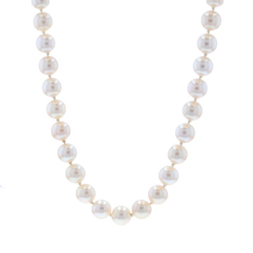 White Gold Cultured Pearl Knotted Strand Necklace 20 3/4" - 14k Heart Love White Gold Cultured Pearl Knotted Strand Necklace 20 3/4" - 14k Heart Love