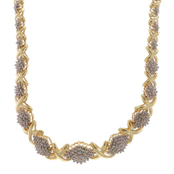 Yellow Gold Diamond Graduated Link Necklace 15 1/2" - 14k Round 7.00ctw XOXO