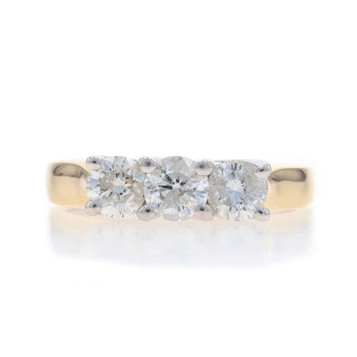 Yellow Gold Diamond Three-Stone Engagement Ring - 14k Round 1.00ctw Yellow Gold Diamond Three-Stone Engagement Ring - 14k Round 1.00ctw