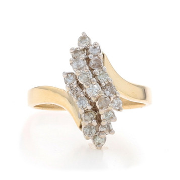 Yellow Gold Diamond Cluster Waterfall Bypass Ring - 10k Round Brilliant .50ctw Yellow Gold Diamond Cluster Waterfall Bypass Ring - 10k Round Brilliant .50ctw