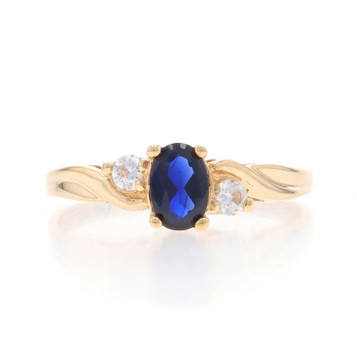 Yellow Gold Lab-Created Sapphire & Cubic Zirconia Bypass Ring - 10k Oval .72ctw Yellow Gold Lab-Created Sapphire & Cubic Zirconia Bypass Ring - 10k Oval .72ctw