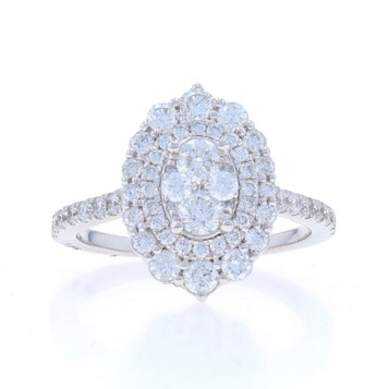 White Gold Diamond Cluster Halo Cocktail Ring - 14k Round Brilliant 1.50ctw White Gold Diamond Cluster Halo Cocktail Ring - 14k Round Brilliant 1.50ctw