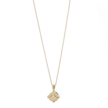 Yellow Gold Diamond Convert Halo-to-Dangle Necklace 14k Princess .28ctw Adjust