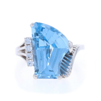 White Gold Lab-Created Blue & White Spinel Bypass Ring - 10k Fantasy 13.55ctw