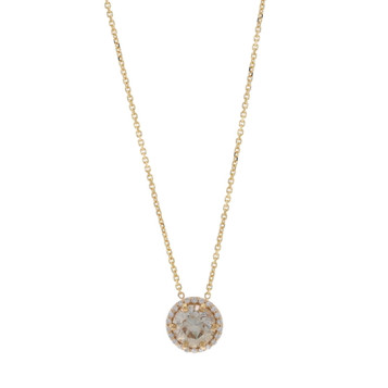 Yellow Gold Diamond Halo Pendant Necklace - 14k Round 1.42ctw GIA Adjustable Yellow Gold Diamond Halo Pendant Necklace - 14k Round 1.42ctw GIA Adjustable