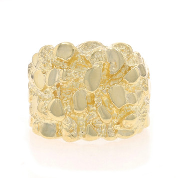 Yellow Gold Statement Men's Ring - 14k Nugget Yellow Gold Statement Men's Ring - 14k Nugget