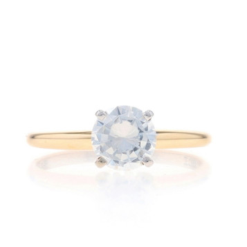 Yellow Gold Cubic Zirconia Solitaire Engagement Ring -10k Round Brilliant 1.00ct