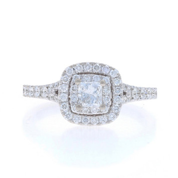 Neil Lane Diamond Double Halo Engagement Ring - White Gold 14k Princess 1.00ctw Neil Lane Diamond Double Halo Engagement Ring - White Gold 14k Princess 1.00ctw