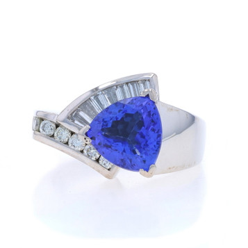White Gold Tanzanite Diamond Ring - 18k Trillion 3.17ctw White Gold Tanzanite Diamond Ring - 18k Trillion 3.17ctw