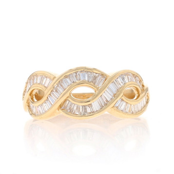 Yellow Gold Diamond Twist Band - 14k Baguette 1.00ctw Ring Yellow Gold Diamond Twist Band - 14k Baguette 1.00ctw Ring
