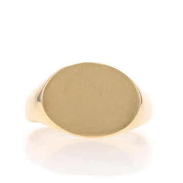 Yellow Gold East-West Oval Signet Men's Ring - 10k Engravable Yellow Gold East-West Oval Signet Men's Ring - 10k Engravable