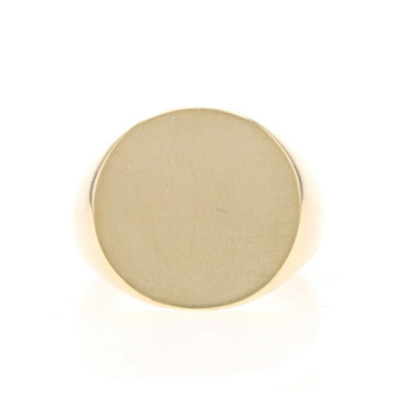 Yellow Gold Round Signet Men's Ring - 10k Engravable Yellow Gold Round Signet Men's Ring - 10k Engravable