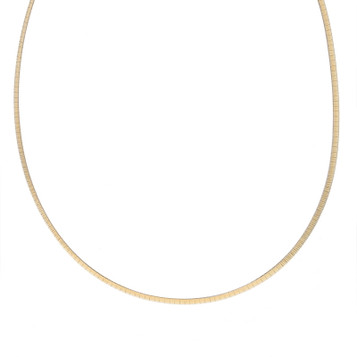 Yellow Gold Reversible Diamond Cut Omega Chain Necklace 17" - 14k Italy Yellow Gold Reversible Diamond Cut Omega Chain Necklace 17" - 14k Italy