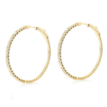 Yellow Gold Diamond Flex Hoop Earrings - 14k Round Brilliant .43ctw Pierced Yellow Gold Diamond Flex Hoop Earrings - 14k Round Brilliant .43ctw Pierced