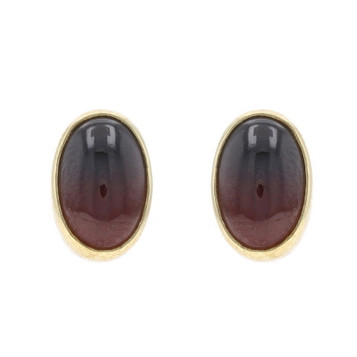 Yellow Gold Onyx Stud Earrings - 14k Oval Cabochon Bezel Set Pierced Yellow Gold Onyx Stud Earrings - 14k Oval Cabochon Bezel Set Pierced