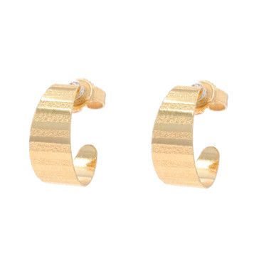 Yellow Gold Stripe Tapered Half-Hoop Earrings - 14k Pierced Yellow Gold Stripe Tapered Half-Hoop Earrings - 14k Pierced