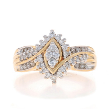 Yellow Gold Diamond Cluster Ring - 14k Round Brilliant .50ctw Yellow Gold Diamond Cluster Ring - 14k Round Brilliant .50ctw