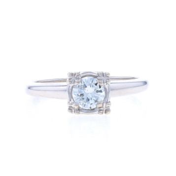 White Gold Diamond Vintage Solitaire Engagement Ring - 14k Round Brilliant .38ct White Gold Diamond Vintage Solitaire Engagement Ring - 14k Round Brilliant .38ct