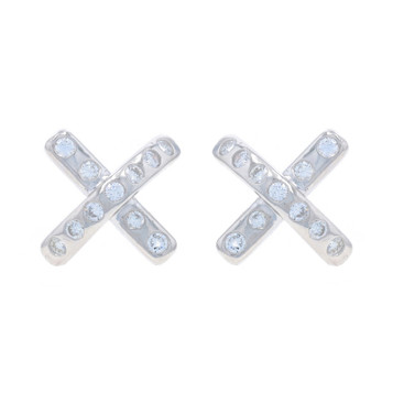 Platinum Diamond X Large Stud Earrings - Round Brilliant 1.00ctw Pierced Platinum Diamond X Large Stud Earrings - Round Brilliant 1.00ctw Pierced