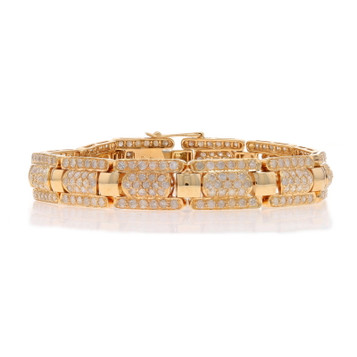 Yellow Gold Diamond Cluster Link Bracelet 7" - 14k Round Brilliant 6.00ctw Yellow Gold Diamond Cluster Link Bracelet 7" - 14k Round Brilliant 6.00ctw
