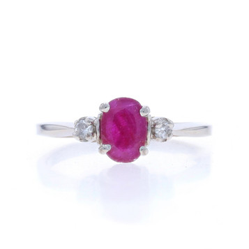 White Gold Ruby Diamond Ring - 14k Oval 1.12ctw White Gold Ruby Diamond Ring - 14k Oval 1.12ctw