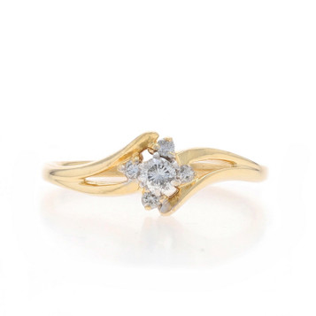 Yellow Gold Diamond Bypass Ring - 14k Round Brilliant .14ctw Promise Yellow Gold Diamond Bypass Ring - 14k Round Brilliant .14ctw Promise
