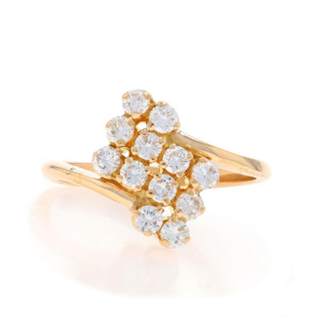 Yellow Gold Diamond Cluster Bypass Ring - 18k Round Brilliant .70ctw Yellow Gold Diamond Cluster Bypass Ring - 18k Round Brilliant .70ctw