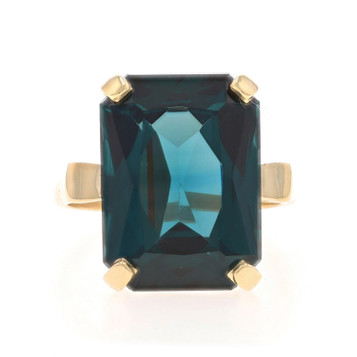 Yellow Gold Lab-Created Spinel Cocktail Solitaire Ring - 14k Emerald Cut 15.30ct Yellow Gold Lab-Created Spinel Cocktail Solitaire Ring - 14k Emerald Cut 15.30ct