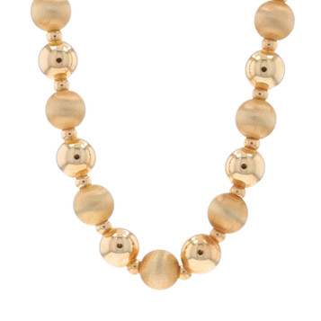 Yellow Gold Beaded Necklace 20 1/4" - 14k Smooth & Brushed Yellow Gold Beaded Necklace 20 1/4" - 14k Smooth & Brushed