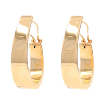 Yellow Gold Tapered J-Hoop Earrings - 14k Pierced Yellow Gold Tapered J-Hoop Earrings - 14k Pierced