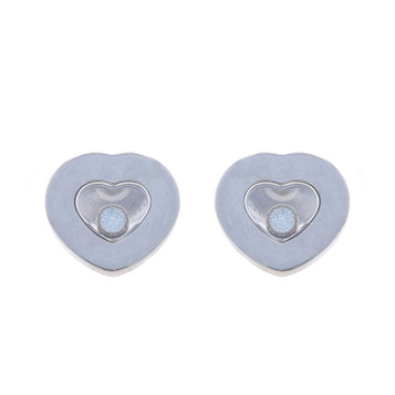 Chopard Happy Diamonds Icons Heart Stud Earrings WhiteGold 18k Rd.10ctw Floating