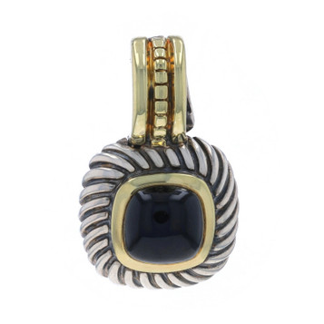 David Yurman Albion Onyx Enhancer Pendant Sterling 925 Yellow Gold 14k Cabochon David Yurman Albion Onyx Enhancer Pendant Sterling 925 Yellow Gold 14k Cabochon