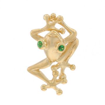 Yellow Gold Tsavorite Garnet Climbing Frog Pendant - 14k Round Amphibian Yellow Gold Tsavorite Garnet Climbing Frog Pendant - 14k Round Amphibian