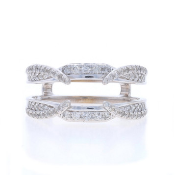 White Gold Diamond Enhancer Wedding Band - 14k Round 2/3ctw Wrap Jacket Ring White Gold Diamond Enhancer Wedding Band - 14k Round 2/3ctw Wrap Jacket Ring