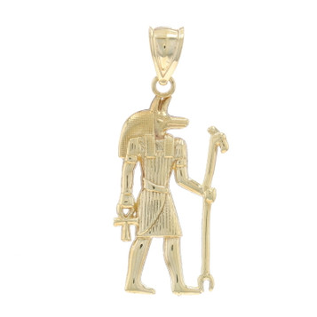 Yellow Gold Anubis Pendant - 10k Ancient Egyptian god Unisex