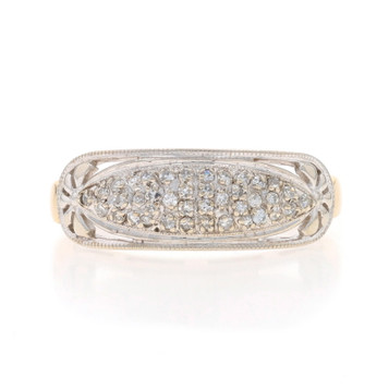 Yellow Gold Diamond Vintage Cluster Band 14k Single .10ctw Milgrain Wedding Ring Yellow Gold Diamond Vintage Cluster Band 14k Single .10ctw Milgrain Wedding Ring