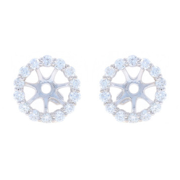 White Gold Diamond Halo Earring Enhancers - 14k Round 1.12ctw Stud Jackets