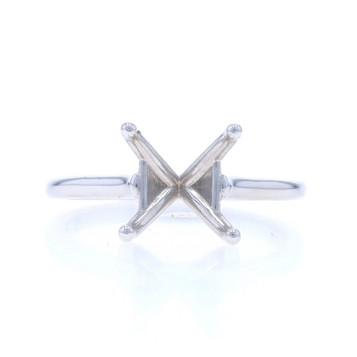 White Gold Semi-Mount Solitaire Engagement Ring - 14k Cathedral for 10mm Round