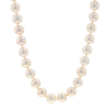 Yellow Gold Cultured Pearl Knotted Strand Necklace 18 1/4" - 14k