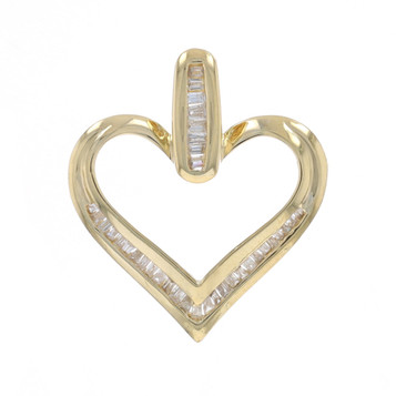 Yellow Gold Diamond Heart Pendant - 10k Baguette .25ctw Love Yellow Gold Diamond Heart Pendant - 10k Baguette .25ctw Love
