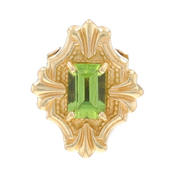 Yellow Gold Peridot Vintage Solitaire Slide Charm - 14k Baguette .38ct Yellow Gold Peridot Vintage Solitaire Slide Charm - 14k Baguette .38ct