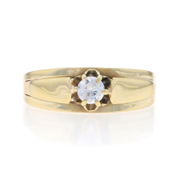 Yellow Gold Lab-Created Spinel Vintage Solitaire Engagement Ring -8k Round .16ct Yellow Gold Lab-Created Spinel Vintage Solitaire Engagement Ring -8k Round .16ct
