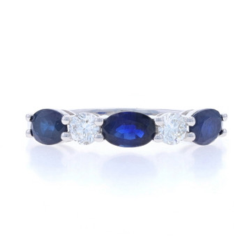 White Gold Sapphire & Diamond Band - 14k Oval 1.99ctw Ring White Gold Sapphire & Diamond Band - 14k Oval 1.99ctw Ring