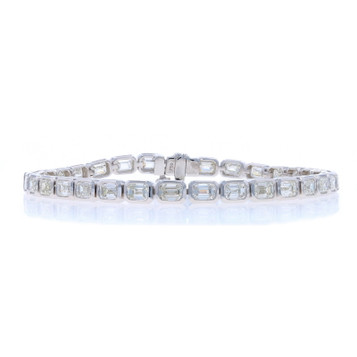White Gold Diamond Tennis Bracelet 6 3/4" - 18k Emerald Cut 8.05ctw