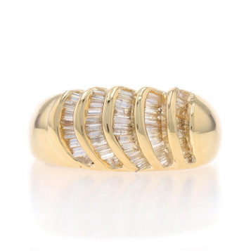 Yellow Gold Diamond Cluster Band - 14k Baguette .50ctw Fan Ring Sz 6