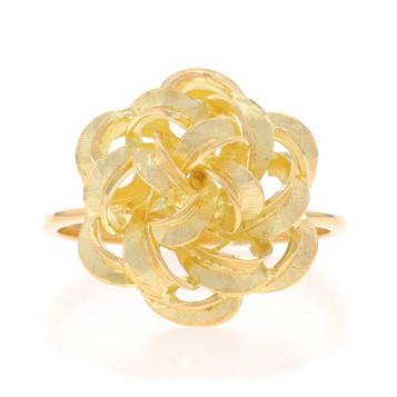 Yellow Gold Etched Bow Statement Ring - 18k Tied Ribbon Yellow Gold Etched Bow Statement Ring - 18k Tied Ribbon