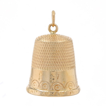 Yellow Gold Sewing Thimble Charm - 10k Seamstress Quilter Tool Yellow Gold Sewing Thimble Charm - 10k Seamstress Quilter Tool
