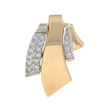Yellow Gold Diamond Omega Slide Pendant - 14k Round Brilliant .50ctw Ribbons Yellow Gold Diamond Omega Slide Pendant - 14k Round Brilliant .50ctw Ribbons